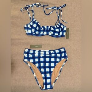 J. Crew Blue and White Bikini